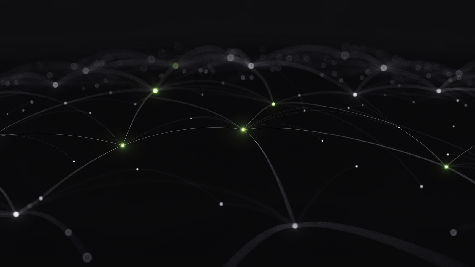 Vernetztes zweites Gehirn: grün leuchtende, miteinander verbundene Wissens-Knoten als Knowledge-Graph